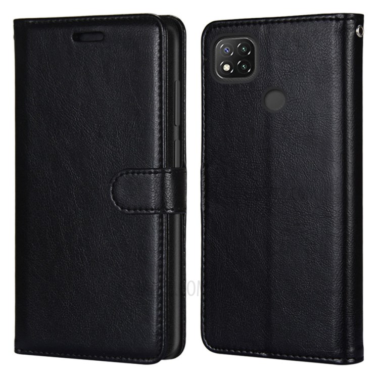 Wallet Stand Leather Protective Cell Phone Case for Xiaomi Redmi 9C - Black-2