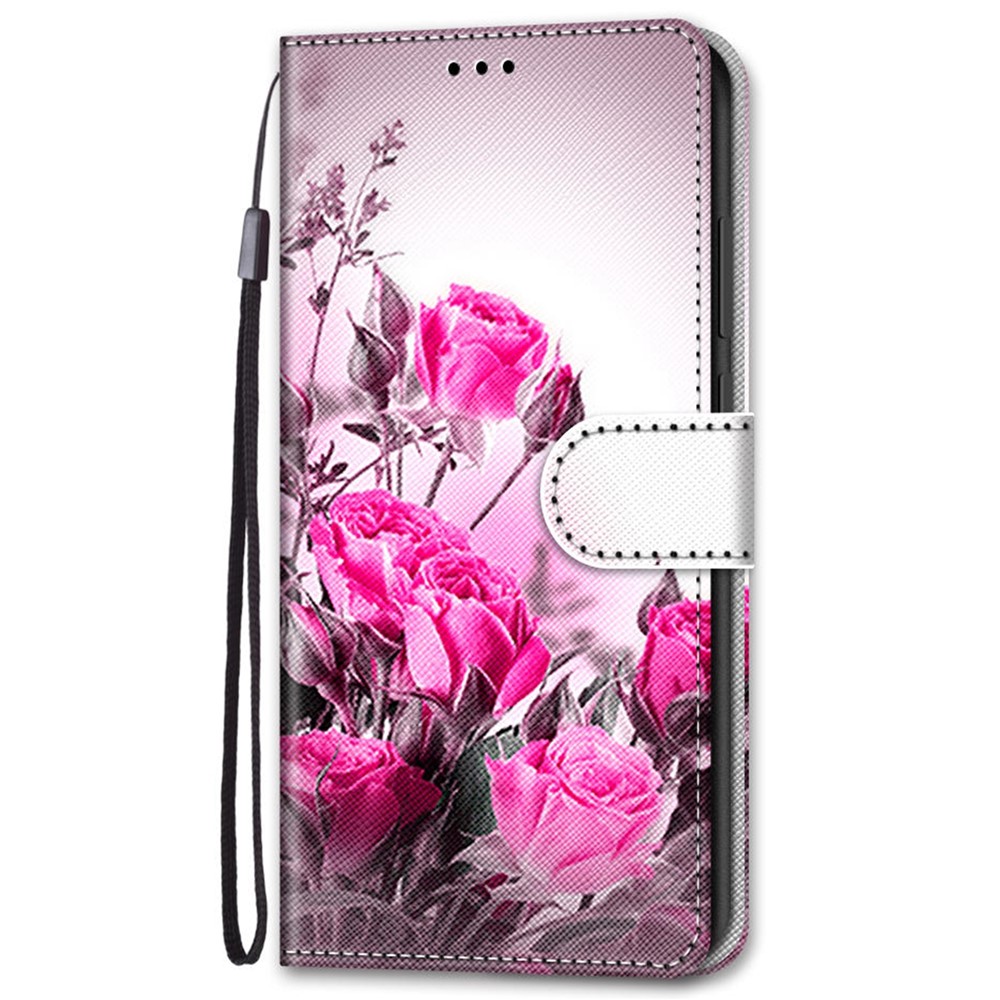 Pattern Printing Wallet Leather Case with Strap for Xiaomi Redmi 9C - Pretty Flower-7