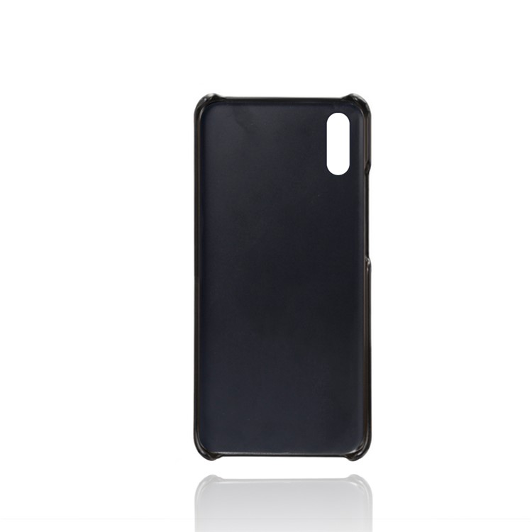 Case de Plástico Recubierto de Cuero KSQ PU Con Ranuras de Tarjeta Doble Para Xiaomi Redmi 9a - Negro