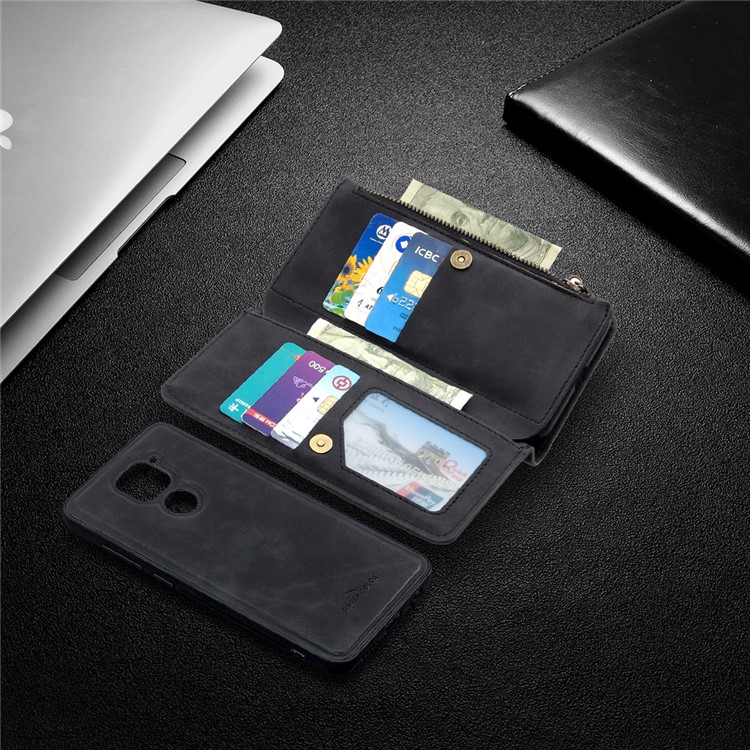 Zipper Pocket Detachable 2-in-1 Leather Wallet Stand Case for Xiaomi Redmi Note 9 / Redmi 10X 4G - Black-10