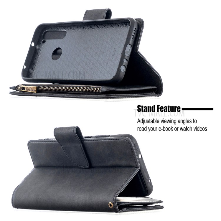 Zipper Pocket Detachable 2-in-1 Leather Wallet Stand Case for Xiaomi Redmi Note 8T - Black-5