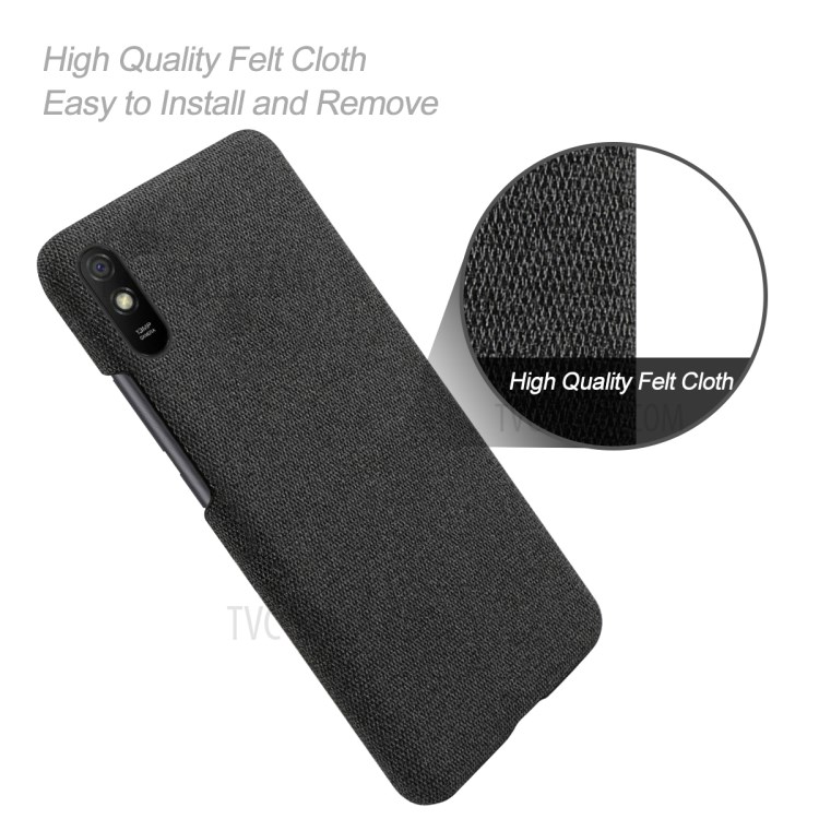 KSQ Cloth + PC Unique Design Protective Cover for Xiaomi Redmi 9A - Black-4