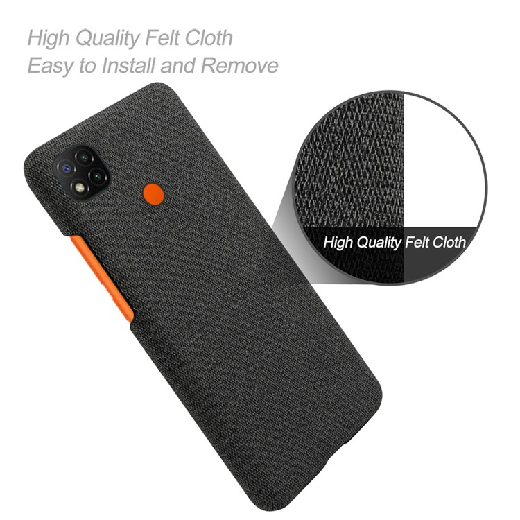 Cloth Texture Hard Back Case for Xiaomi Redmi 9C - Black-4