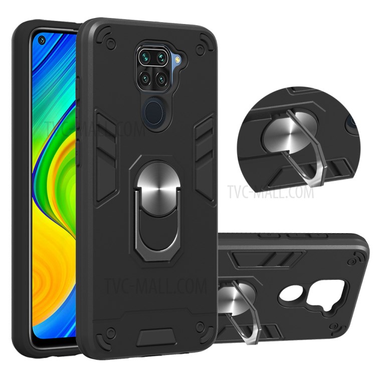 Plastic + TPU Detachable 2-in-1 Cover with Rotating Kickstand for Xiaomi Redmi Note 9/Redmi 10X 4G - Black-1