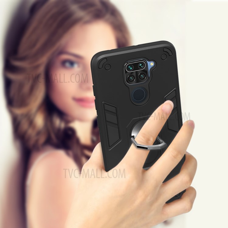 Plastic + TPU Detachable 2-in-1 Cover with Rotating Kickstand for Xiaomi Redmi Note 9/Redmi 10X 4G - Black-12