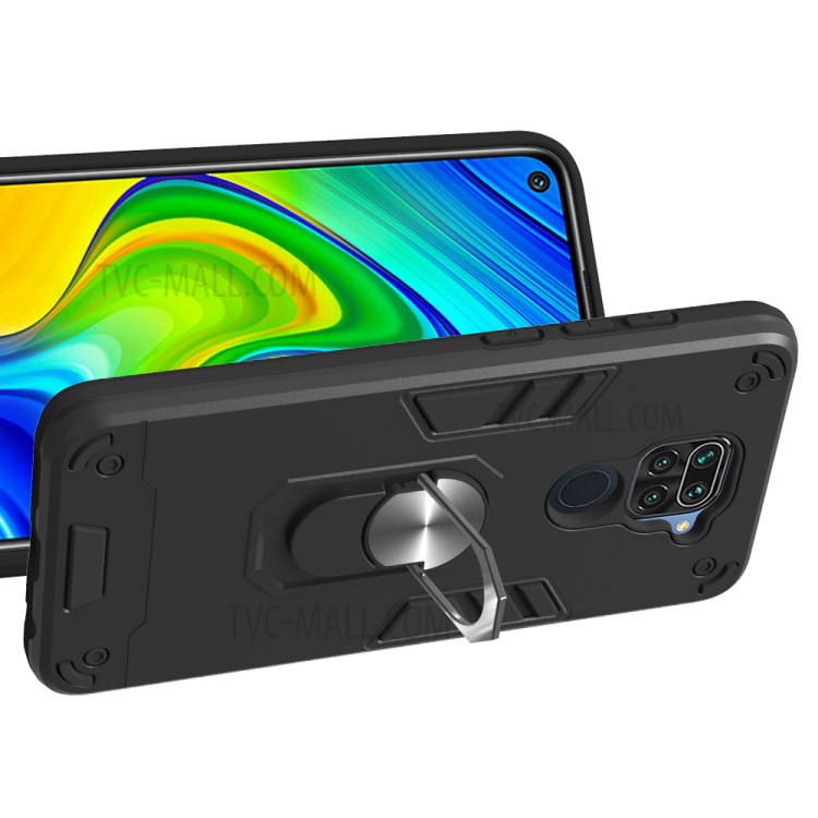 Plastic + TPU Detachable 2-in-1 Cover with Rotating Kickstand for Xiaomi Redmi Note 9/Redmi 10X 4G - Black-3