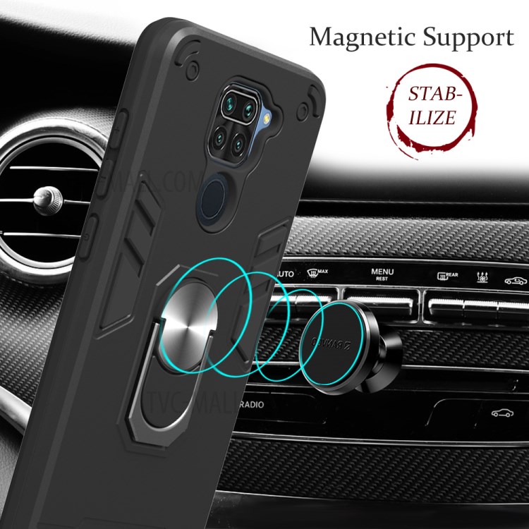 Plastic + TPU Detachable 2-in-1 Cover with Rotating Kickstand for Xiaomi Redmi Note 9/Redmi 10X 4G - Black-6