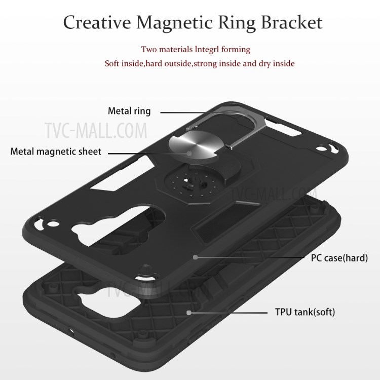 Plastic + TPU Detachable 2-in-1 Cover with Rotating Kickstand for Xiaomi Redmi Note 9/Redmi 10X 4G - Black-7