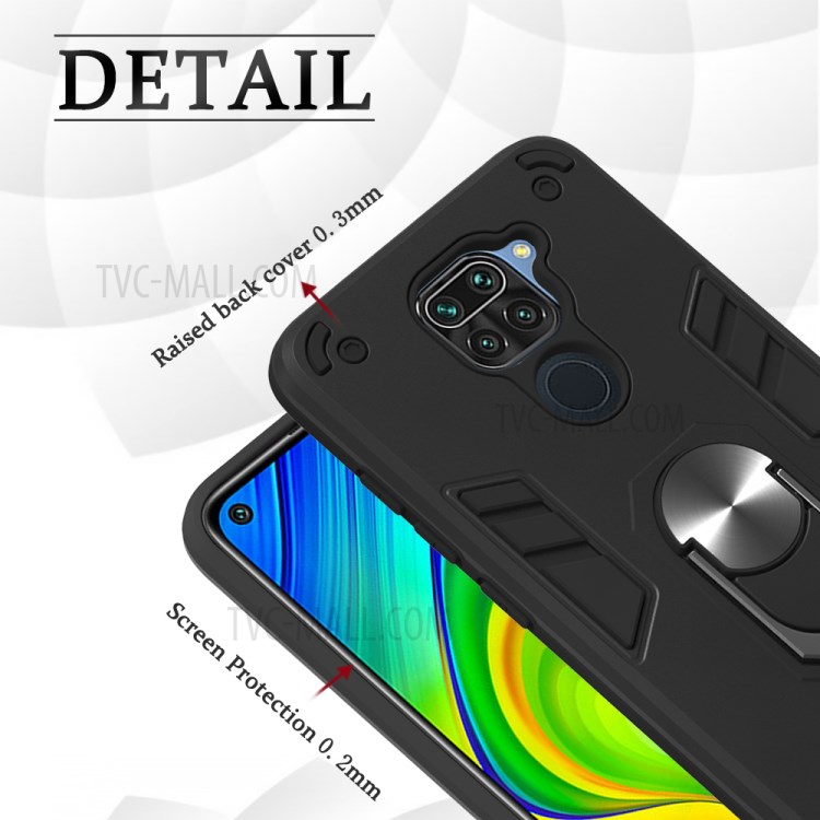 Plastic + TPU Detachable 2-in-1 Cover with Rotating Kickstand for Xiaomi Redmi Note 9/Redmi 10X 4G - Black-9