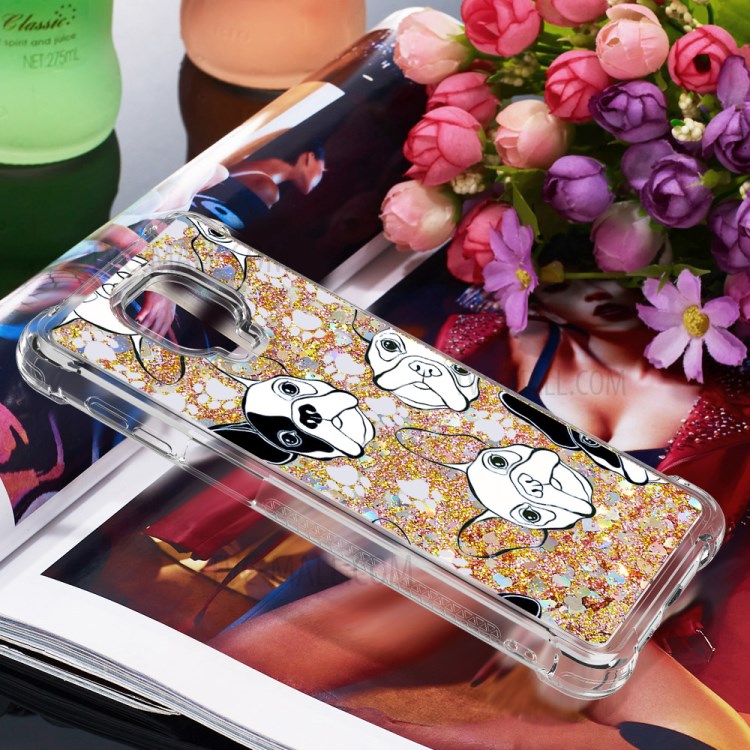 Liquid Glitter Powder Patterned Quicksand Shockproof TPU Back Case for Xiaomi Redmi Note 9S / Redmi Note 9 Pro - Dog-7