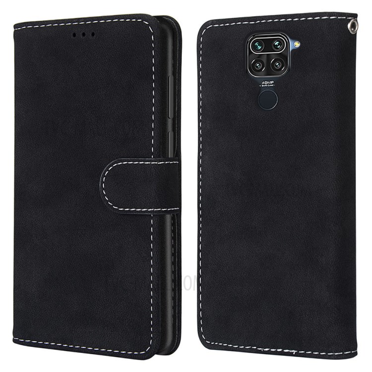 With 3 Card Slots Retro Matte Leather Material Shell for Xiaomi Redmi 10X 4G/Redmi Note 9 - Black-2