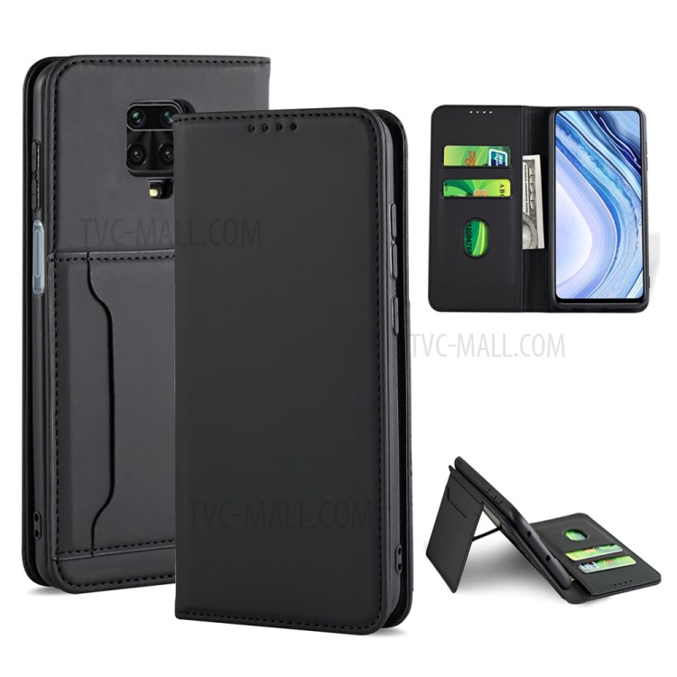 Liquid Silicone Touch Auto-absorbed Leather Phone Shell for Xiaomi Redmi Note 9S/Note 9 Pro/9 Pro Max - Black-1