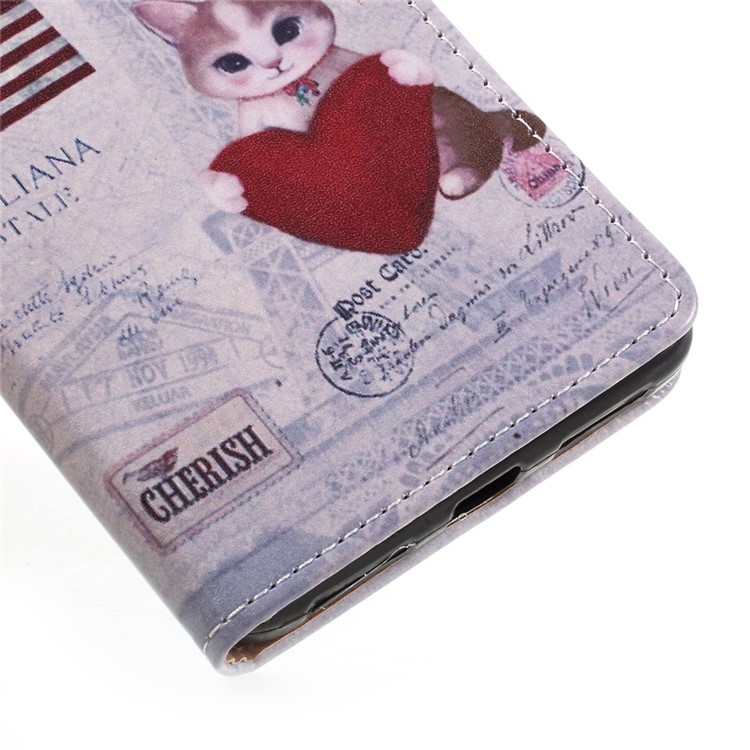 Pattern Printing Wallet Leather Case for Xiaomi Redmi Note 4X - Cat Holding Heart and American Flag-7