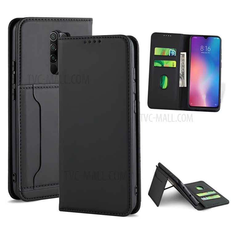 Liquid Silicone Touch Auto-absorbed Leather Protective Cover for Xiaomi Redmi 9 - Black-1