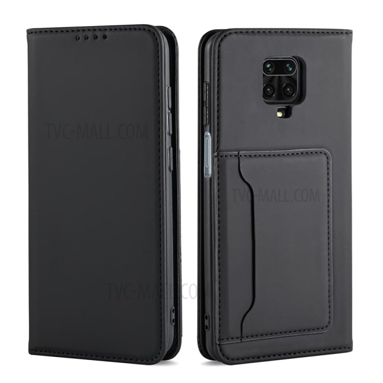 Liquid Silicone Leather with Wallet Cover for Xiaomi Poco M2 Pro - Black-10