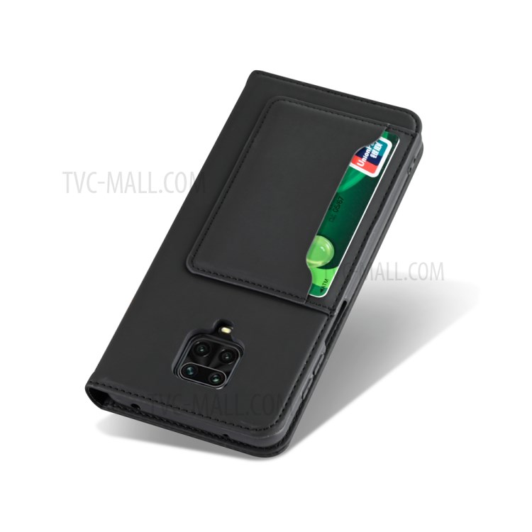 Liquid Silicone Leather with Wallet Cover for Xiaomi Poco M2 Pro - Black-4