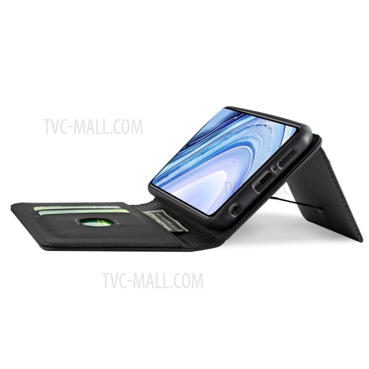 Liquid Silicone Leather with Wallet Cover for Xiaomi Poco M2 Pro - Black-7
