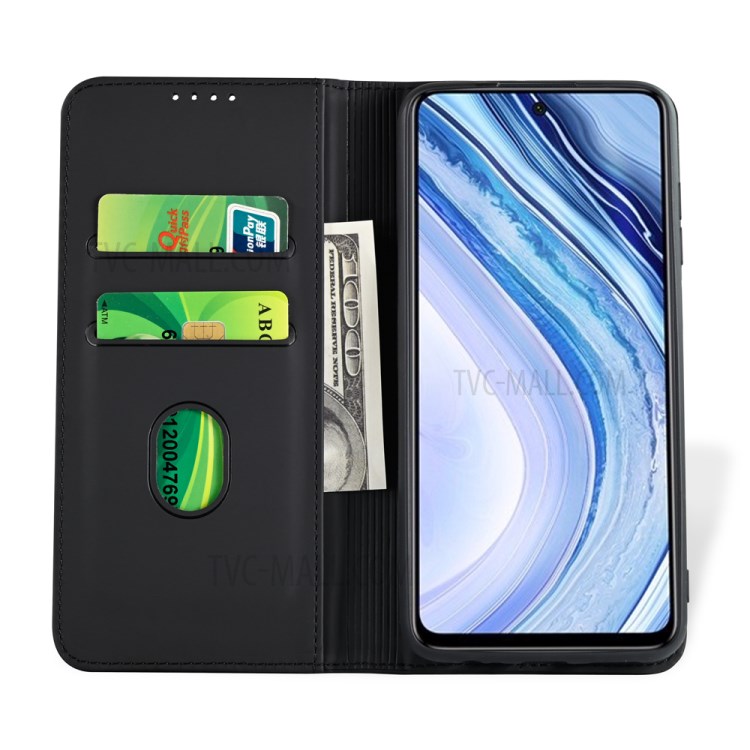 Liquid Silicone Leather with Wallet Cover for Xiaomi Poco M2 Pro - Black-8
