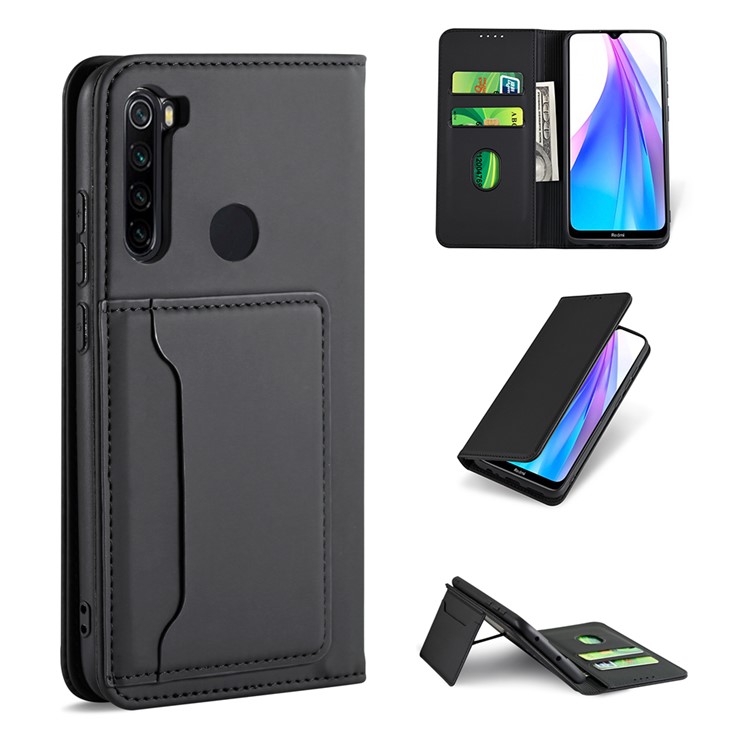 Auto-absorbed Liquid Silicone Leather Cover for Xiaomi Redmi Note 8T - Black-1