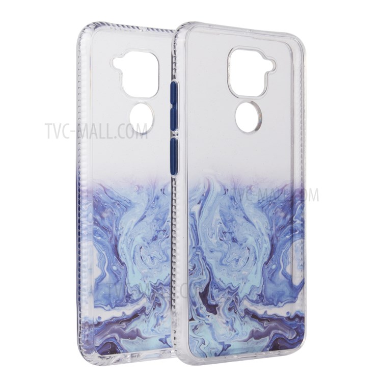 Marble Pattern TPU + Acrylic Combo Case for Xiaomi Redmi Note 9 - Blue-1