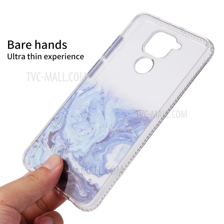 Marble Pattern TPU + Acrylic Combo Case for Xiaomi Redmi Note 9 - Blue-2