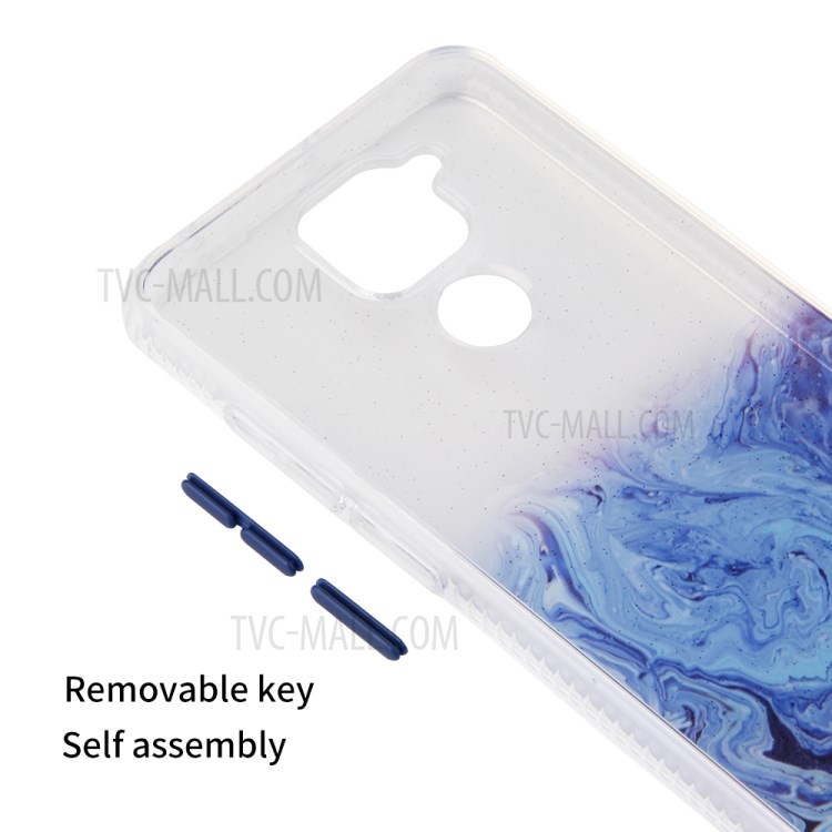 Marble Pattern TPU + Acrylic Combo Case for Xiaomi Redmi Note 9 - Blue-3