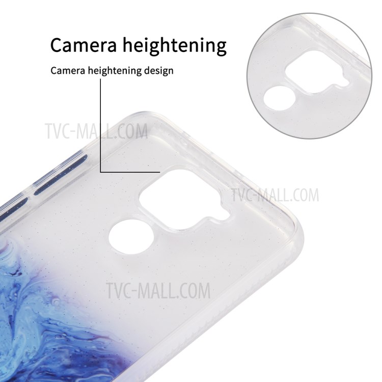 Marble Pattern TPU + Acrylic Combo Case for Xiaomi Redmi Note 9 - Blue-4