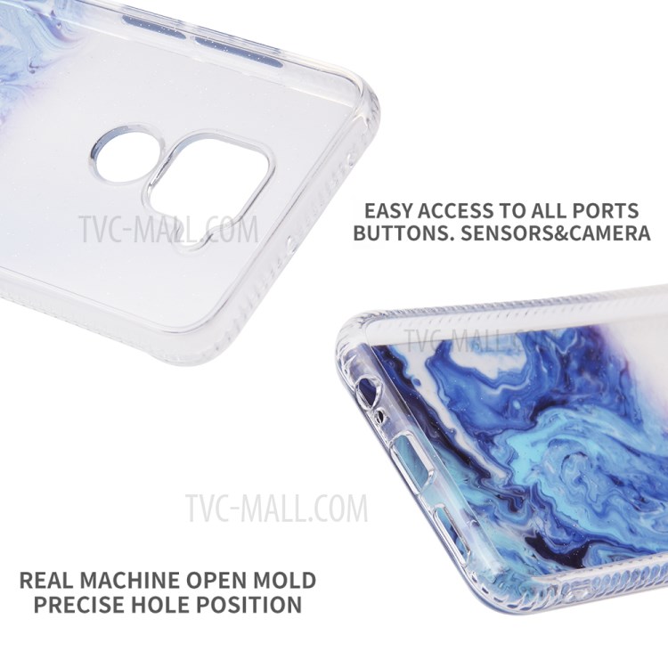 Marble Pattern TPU + Acrylic Combo Case for Xiaomi Redmi Note 9 - Blue-5