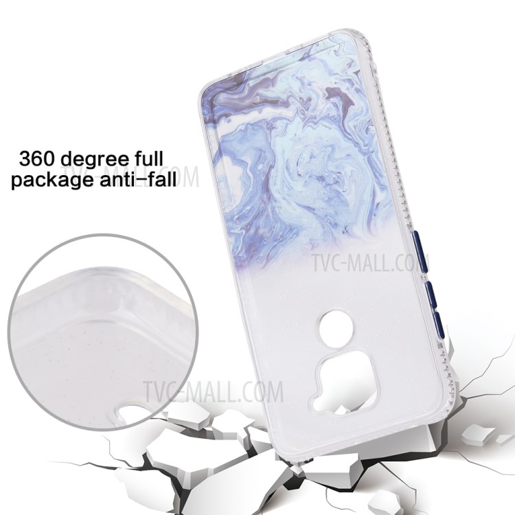 Marble Pattern TPU + Acrylic Combo Case for Xiaomi Redmi Note 9 - Blue-6