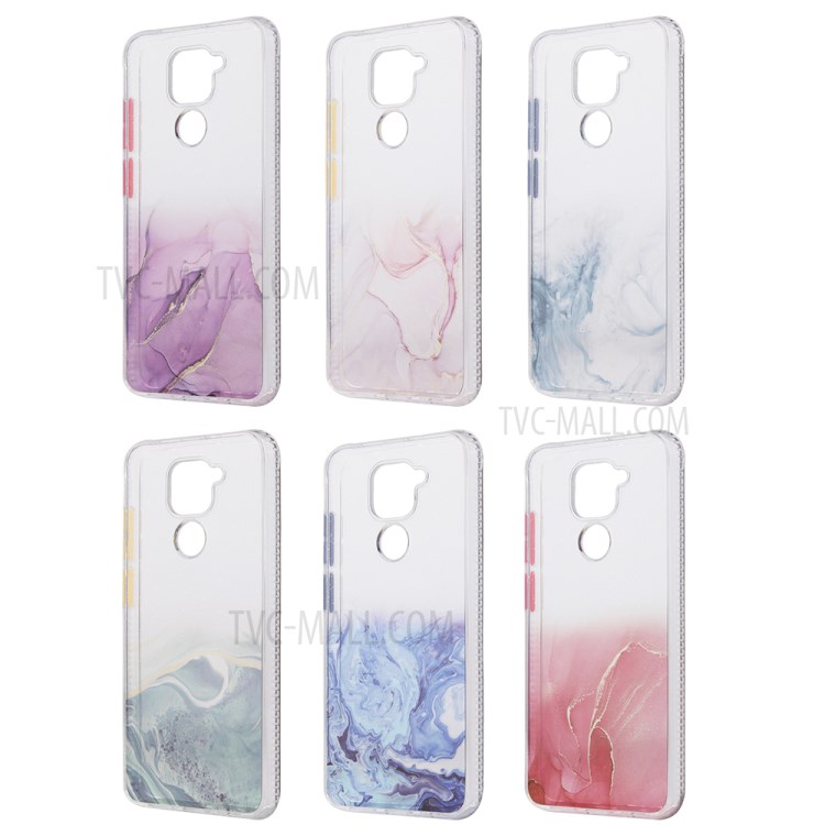 Marble Pattern TPU + Acrylic Combo Case for Xiaomi Redmi Note 9 - Blue-8