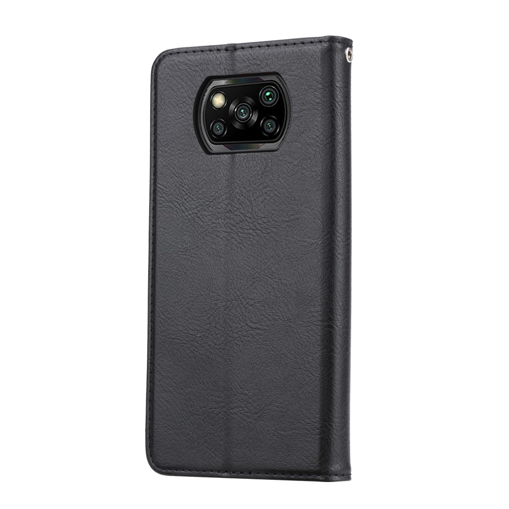 Para Xiaomi Poco X3 NFC Auto-absorvido de Couro Com Casca de Celular Com Carteira Com Suporte - Preto