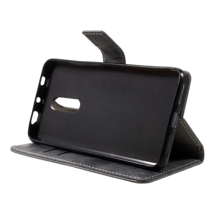 Retro Style Leather Wallet Stand Cell Phone Case for Xiaomi Redmi Note 4X - Grey-4