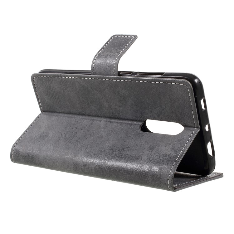 Retro Style Leather Wallet Stand Cell Phone Case for Xiaomi Redmi Note 4X - Grey-5