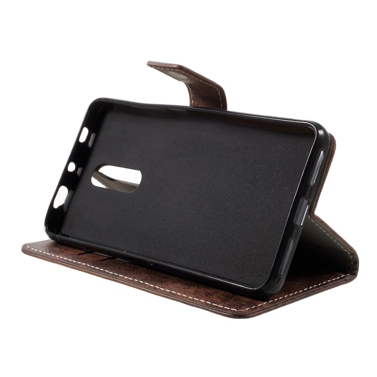 For Xiaomi Redmi Note 4X Retro Style Leather Wallet Stand Flip Cover Shell - Brown-4