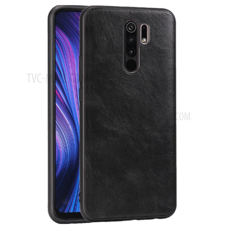 Crazy Horse Texture Protector PU Leather Coated TPU Cover for Xiaomi Redmi 9 - Black-1