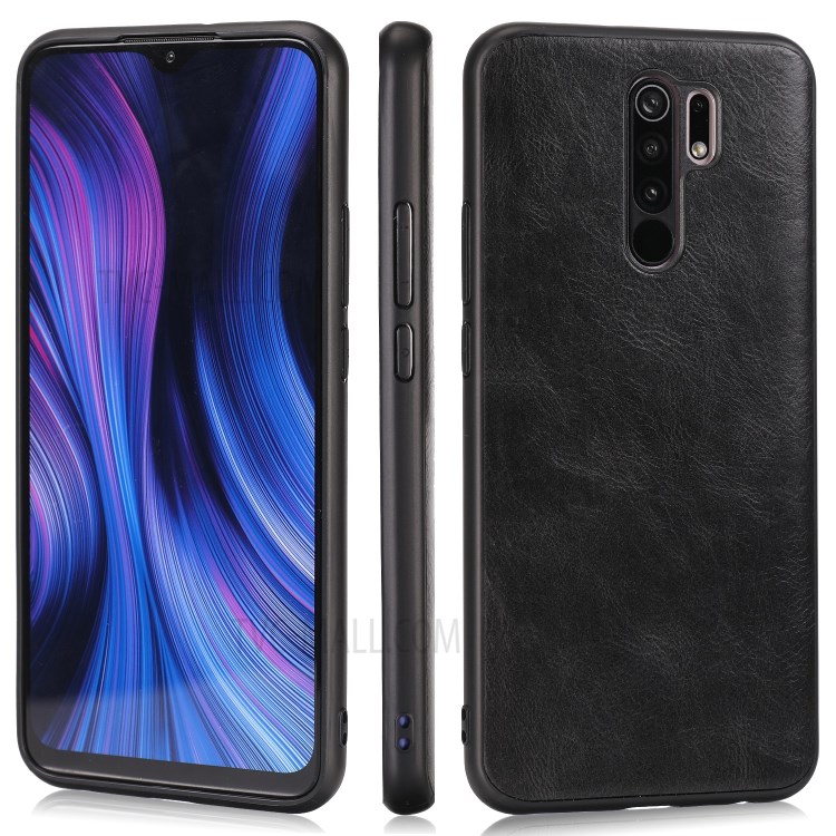 Crazy Horse Texture Protector PU Leather Coated TPU Cover for Xiaomi Redmi 9 - Black-2