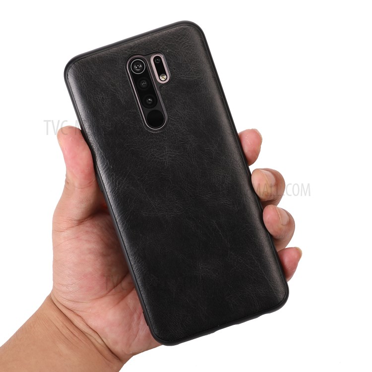 Crazy Horse Texture Protector PU Leather Coated TPU Cover for Xiaomi Redmi 9 - Black-4