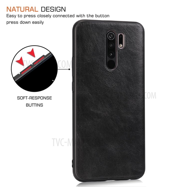 Crazy Horse Texture Protector PU Leather Coated TPU Cover for Xiaomi Redmi 9 - Black-6