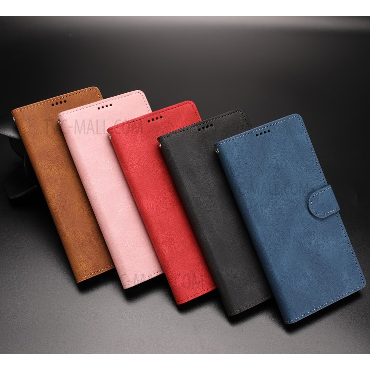 Classic Style Leather Wallet Stand Phone Cover Case for Xiaomi Redmi Note 9 - Black-15