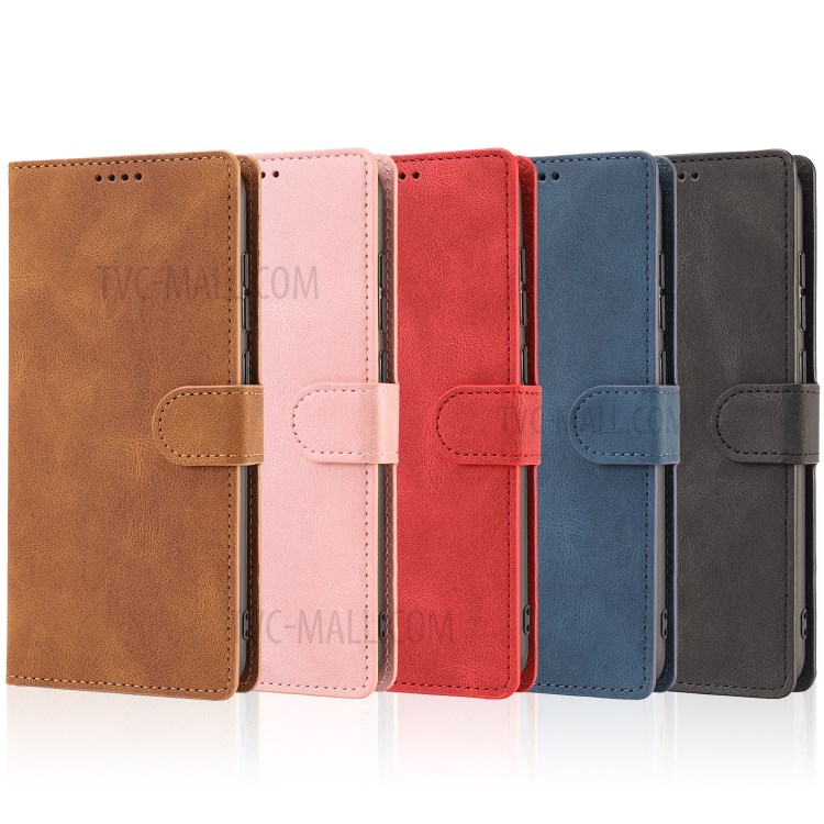 Classic Style Leather Wallet Stand Phone Cover Case for Xiaomi Redmi Note 9 - Black-16