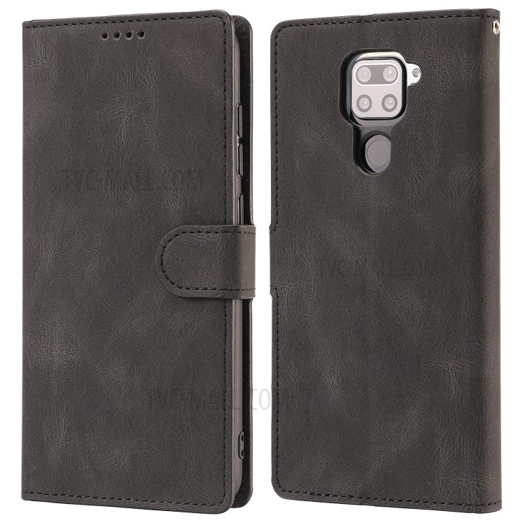 Classic Style Leather Wallet Stand Phone Cover Case for Xiaomi Redmi Note 9 - Black-2