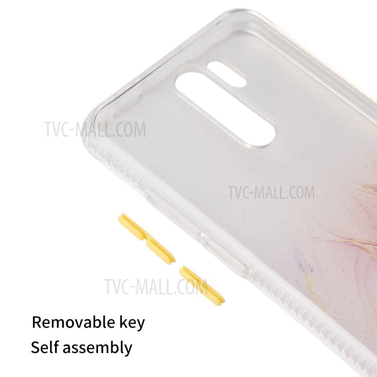 Marble Pattern TPU + Acrylic Combo Case for Xiaomi Redmi 9 - Pink-3