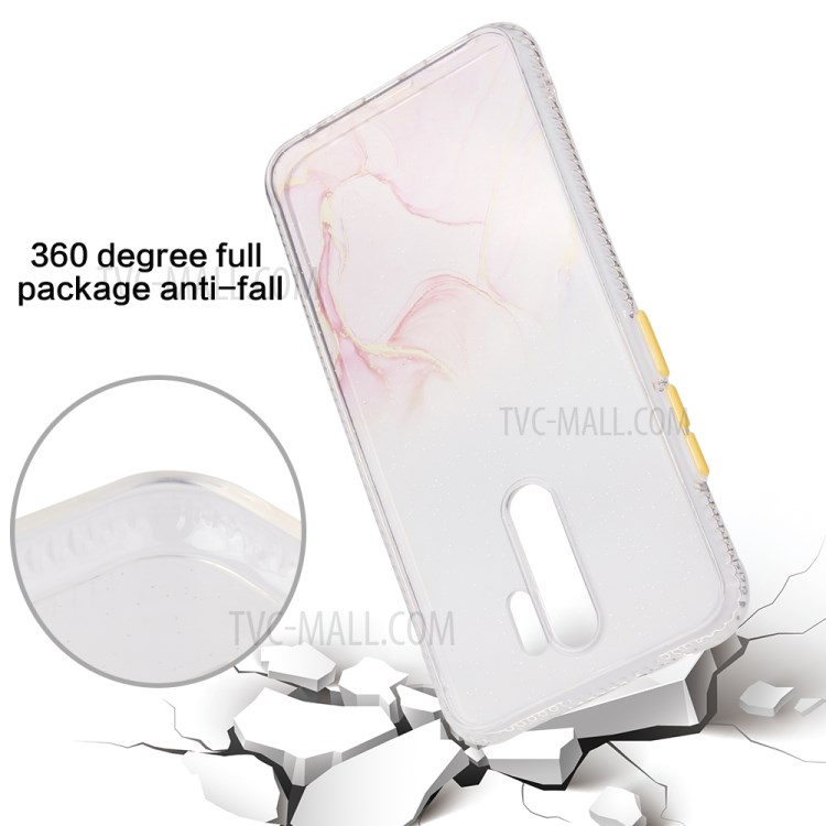 Marble Pattern TPU + Acrylic Combo Case for Xiaomi Redmi 9 - Pink-6