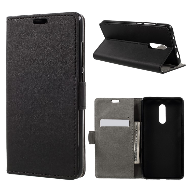Faux Leather Wallet Cell Phone Case for Xiaomi Redmi Note 4X - Black-1