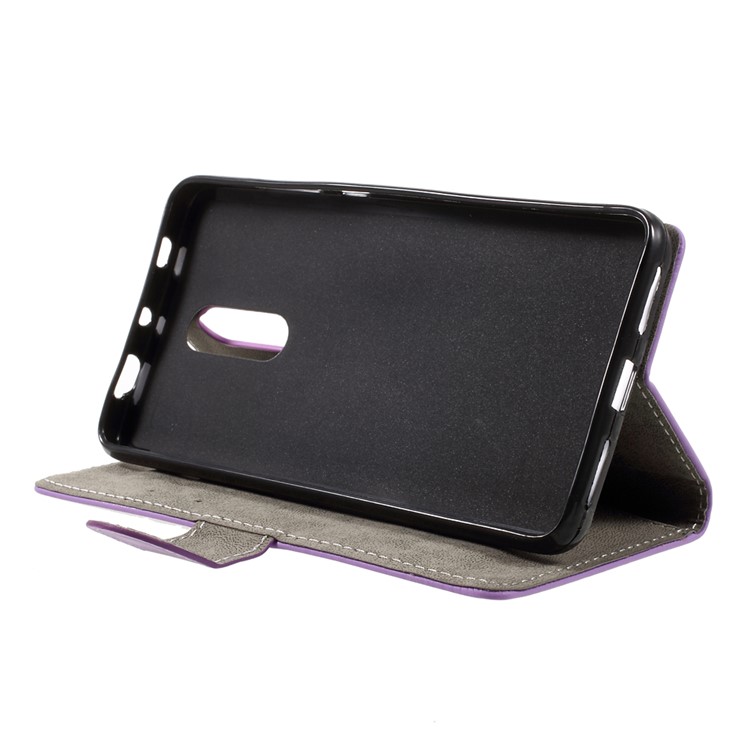 Leather Wallet Stand Phone Case Accessory for Xiaomi Redmi Note 4X - Purple-4