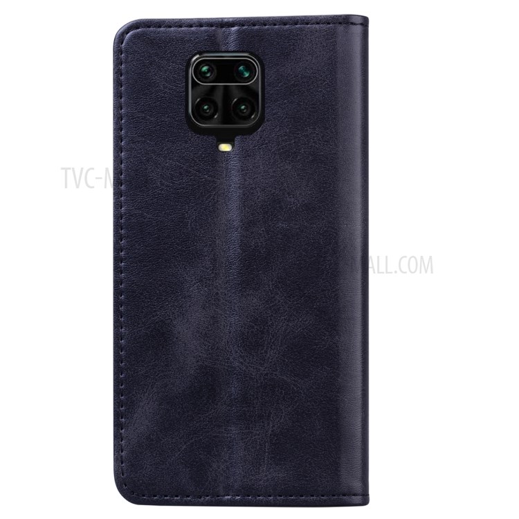 Business Splicing Stand Wallet Leather Protector Phone Case for Xiaomi Redmi Note 9 Pro/9 Pro Max/9S - Dark Blue-3