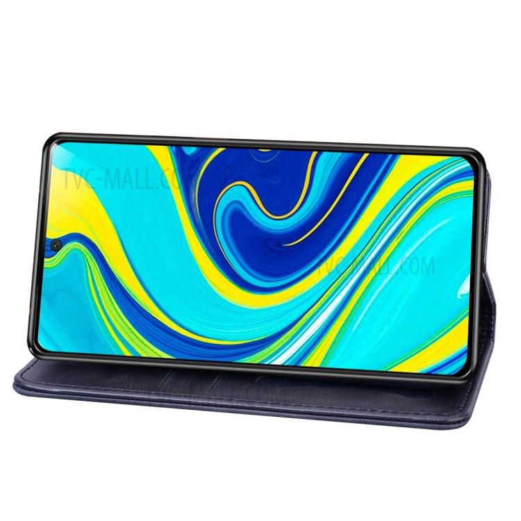 Business Splicing Stand Wallet Leather Protector Phone Case for Xiaomi Redmi Note 9 Pro/9 Pro Max/9S - Dark Blue-4