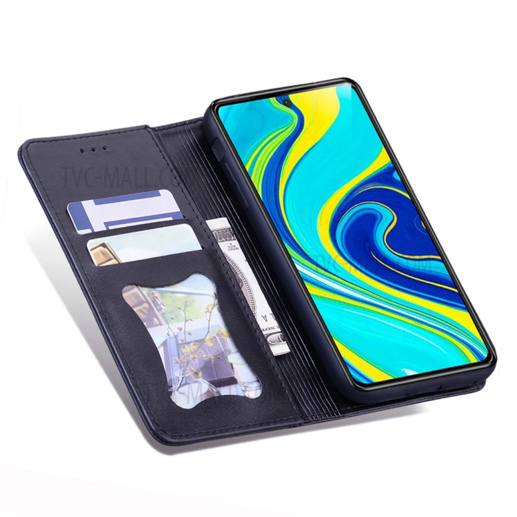 Business Splicing Stand Wallet Leather Protector Phone Case for Xiaomi Redmi Note 9 Pro/9 Pro Max/9S - Dark Blue-6