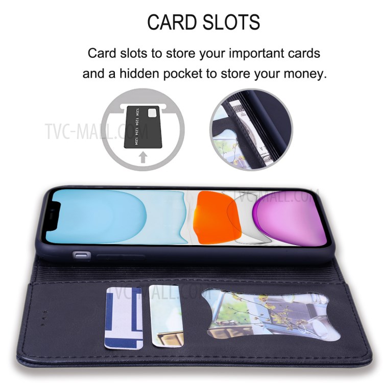 Business Splicing Stand Wallet Leather Protector Phone Cover for Xiaomi Redmi Note 9 - Dark Blue-5