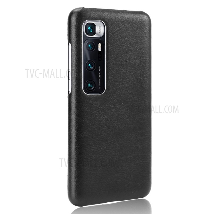 PU Leather Coated PC Litchi Grain Case for Xiaomi Mi 10 Ultra - Black-2